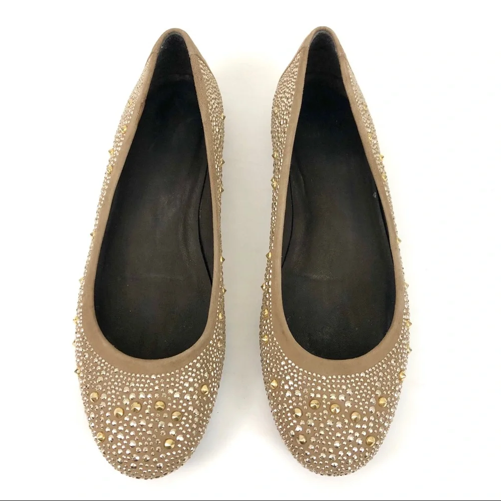 Stuart Weitzman Nubeads Studded Suede Ballet Flats